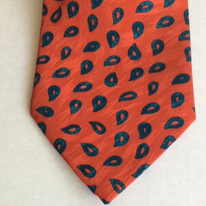 CALYPSO 💯 Silk Italian Red with Blue Paisley Tie